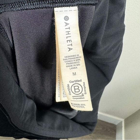 Athleta Elation Black Velvet Tight Leggings Pull On High Rise Activewear Medium - Picture 6 of 8